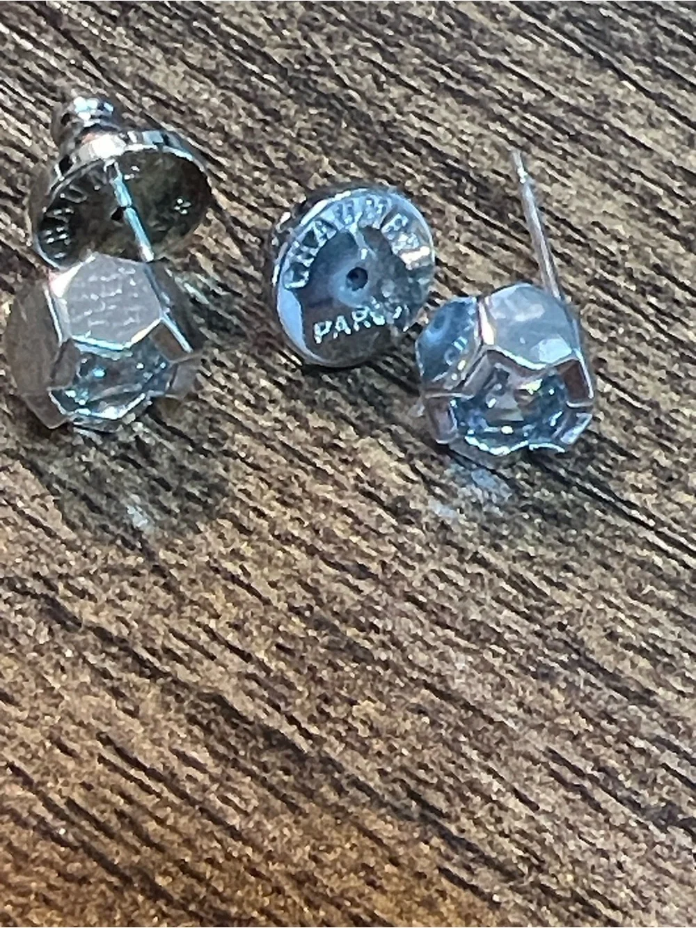 Silver-Tone Stud Earrings with Icy Blue Stones